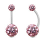 bijou piercing nombril or blanc luxe cristal premium rose