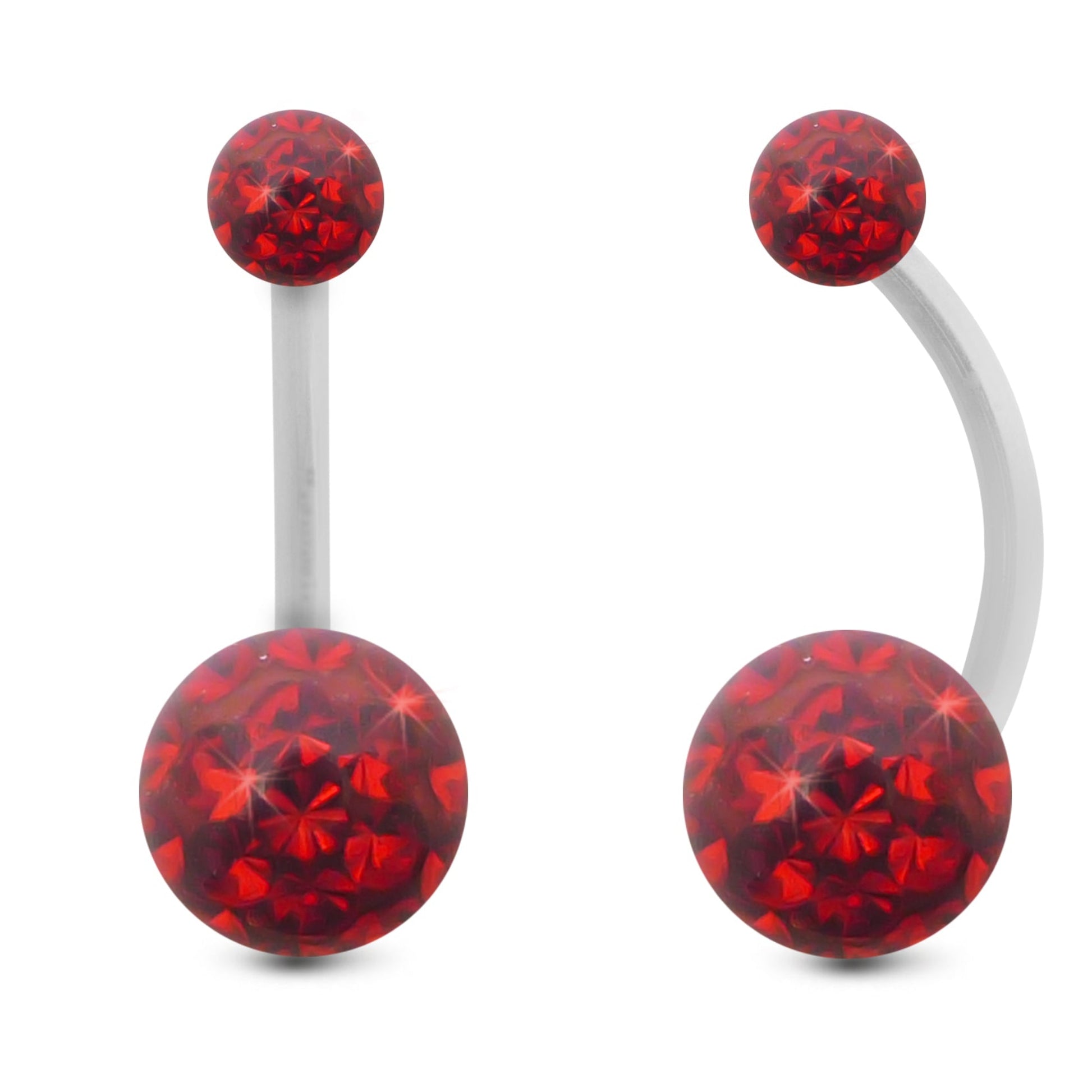 piercing nombril or blanc boules cristal premium interchangeables rouge