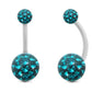 piercing nombril or blanc 18 carats cristal premium turquoise