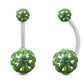 piercing nombril or blanc 18 carats cristal premium grand modèle vert