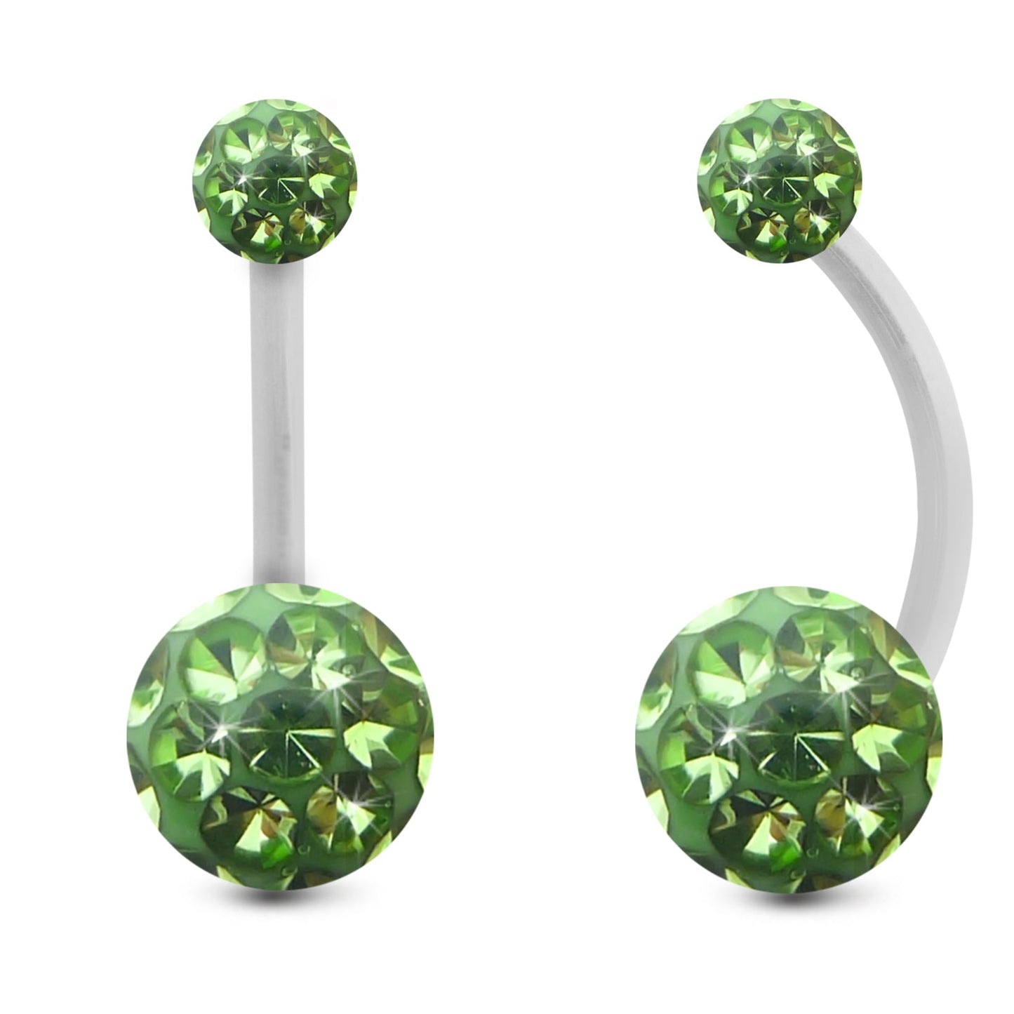 piercing nombril or blanc 18 carats cristal premium grand modèle vert