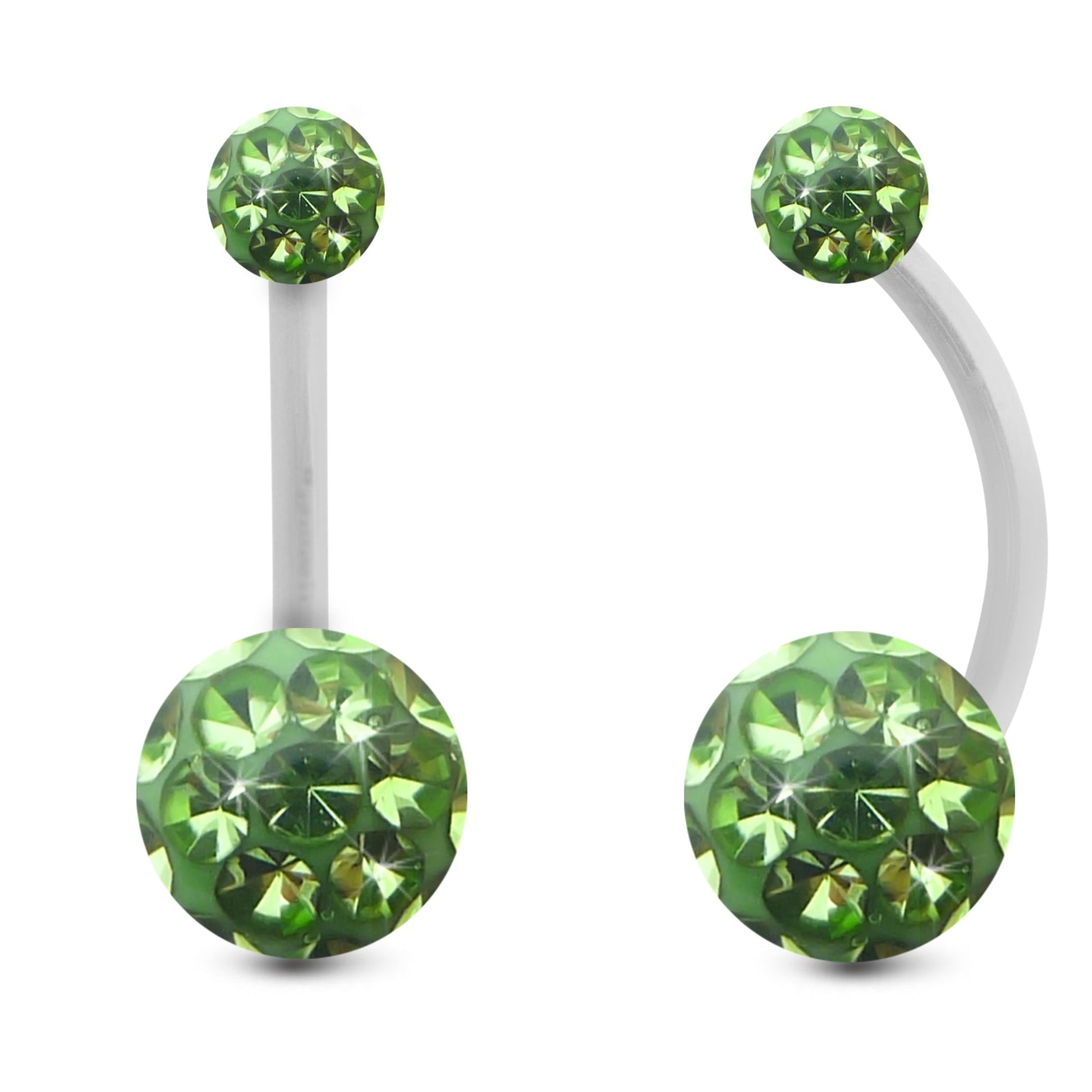 piercing nombril or blanc 18 carats cristal premium grand modèle vert