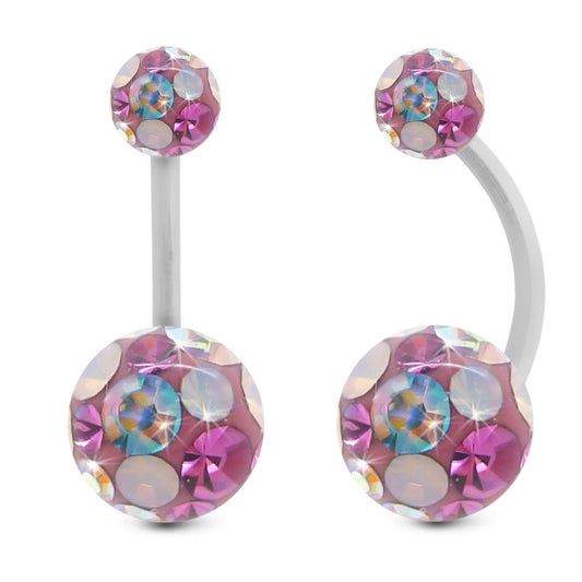piercing nombril or blanc 18 carats cristal premium multicolore rose
