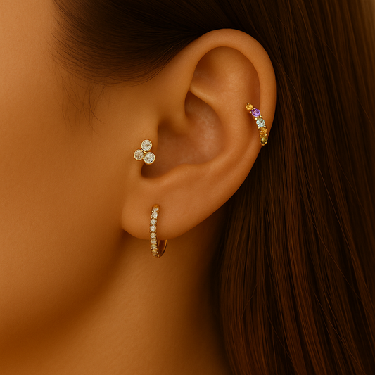 Anneau Clicker en Or Jaune 18 Carats – Pierres Précieuses