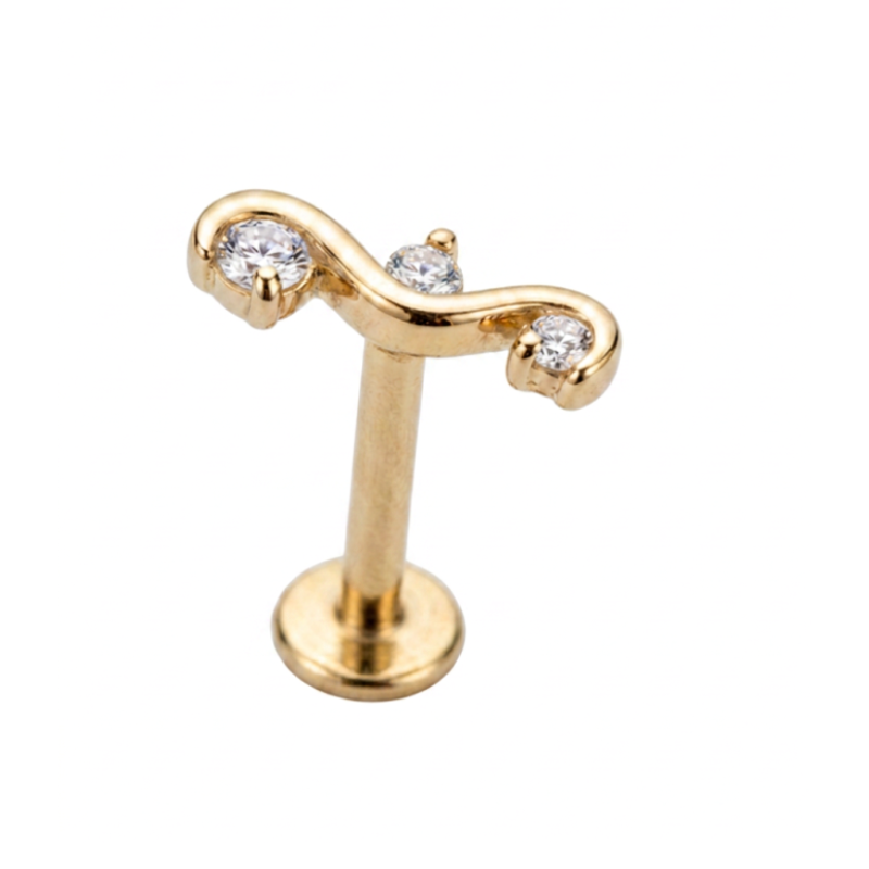 Piercing adélaïde or jaune 18 carats avec oxydes de zirconium
