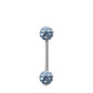 Piercing Swarovski et barre droite en or blanc (boules vissables bleu ciel)