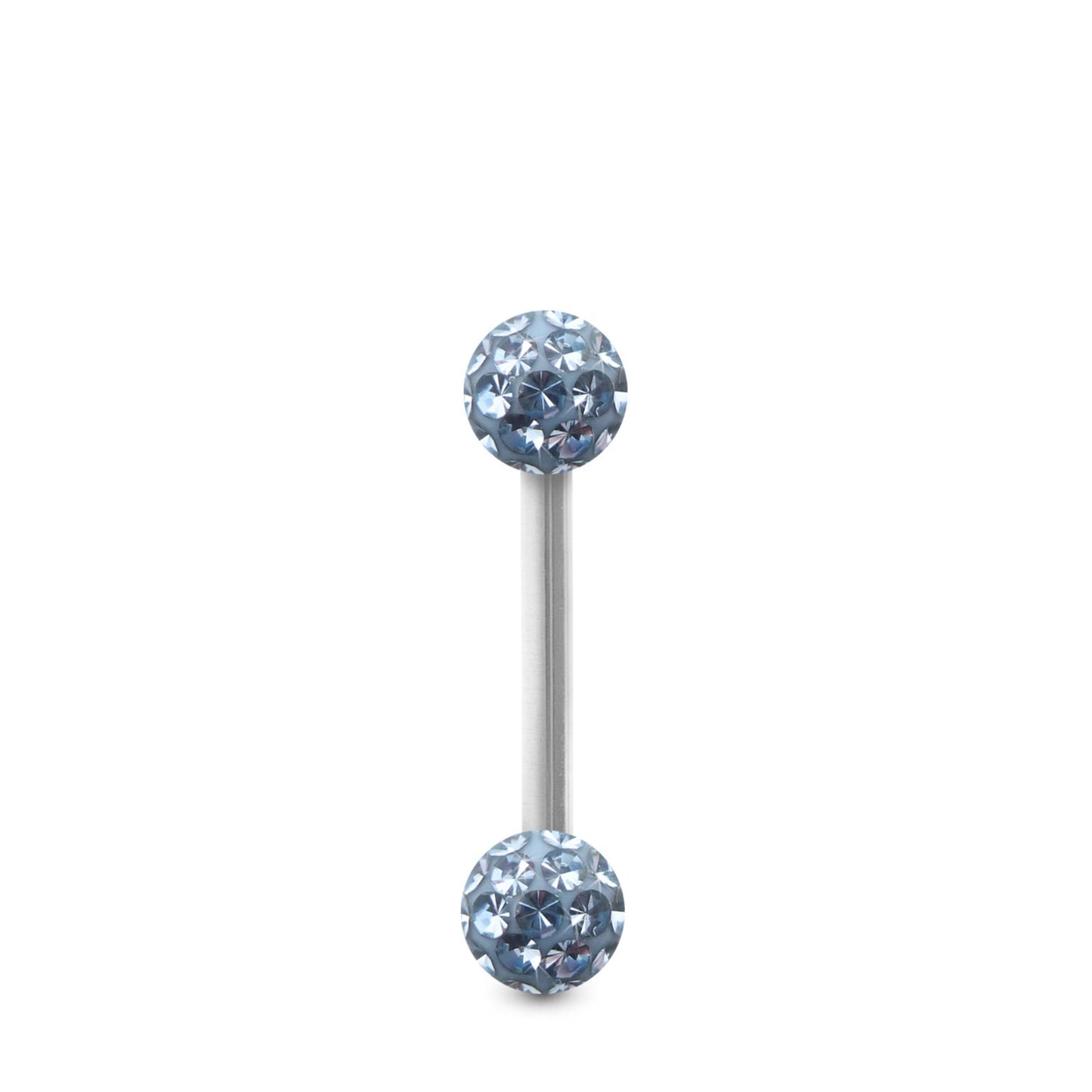 Piercing Swarovski et barre droite en or blanc (boules vissables bleu ciel)