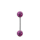 Piercing Swarovski et barre droite en or blanc (boules vissables fuchsia)