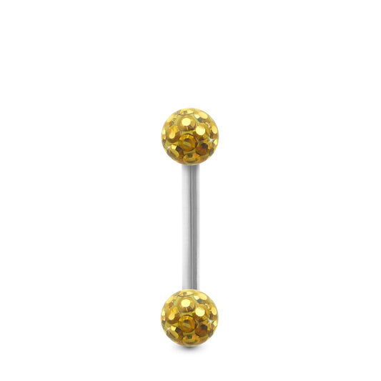 Piercing Swarovski et barre droite en or blanc (boules vissables doré)