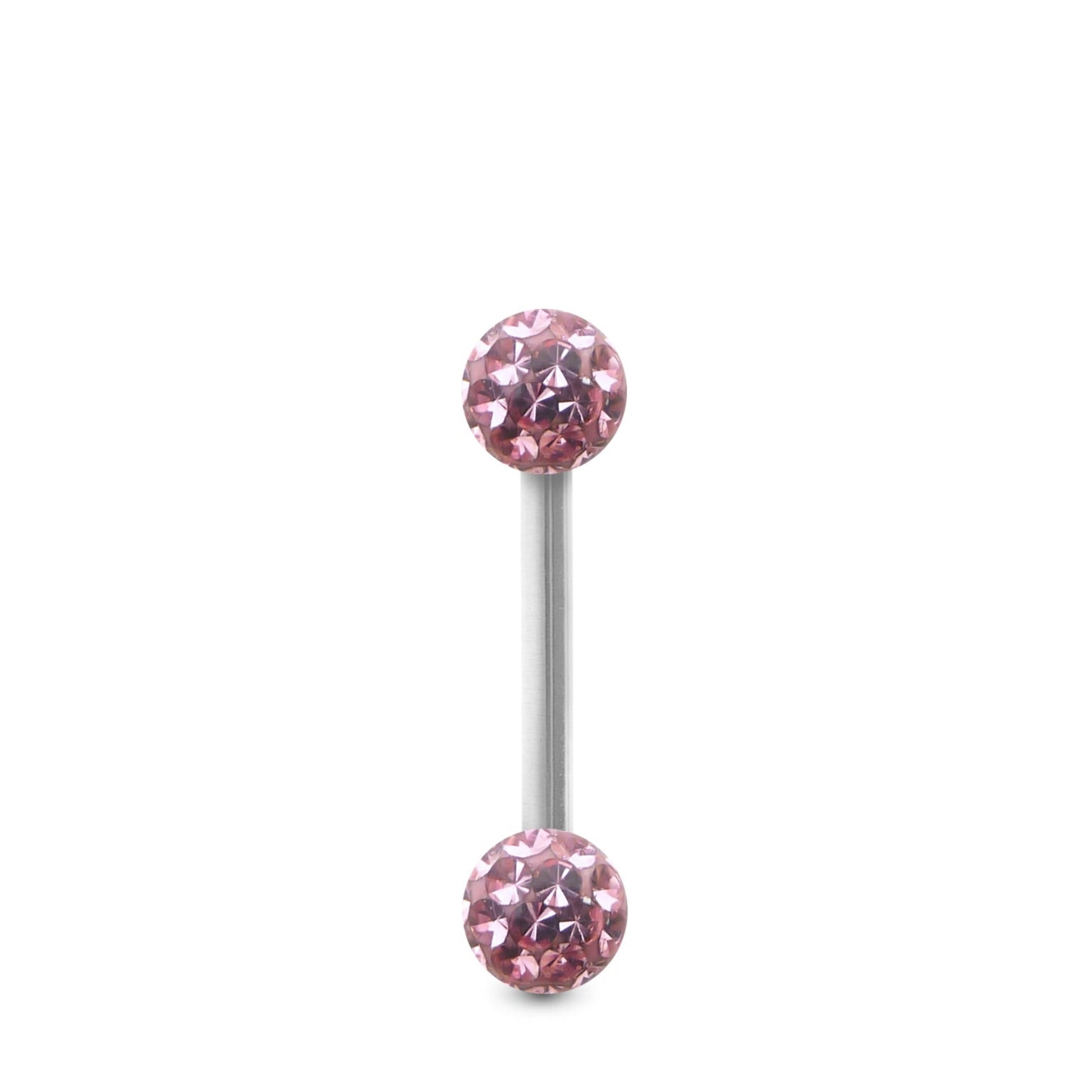 Piercing Swarovski et barre droite en or blanc (boules vissables rose)
