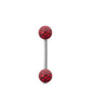Piercing Swarovski et barre droite en or blanc (boules vissables rouge)