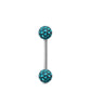 Piercing Swarovski et barre droite en or blanc (boules vissables turquoise)