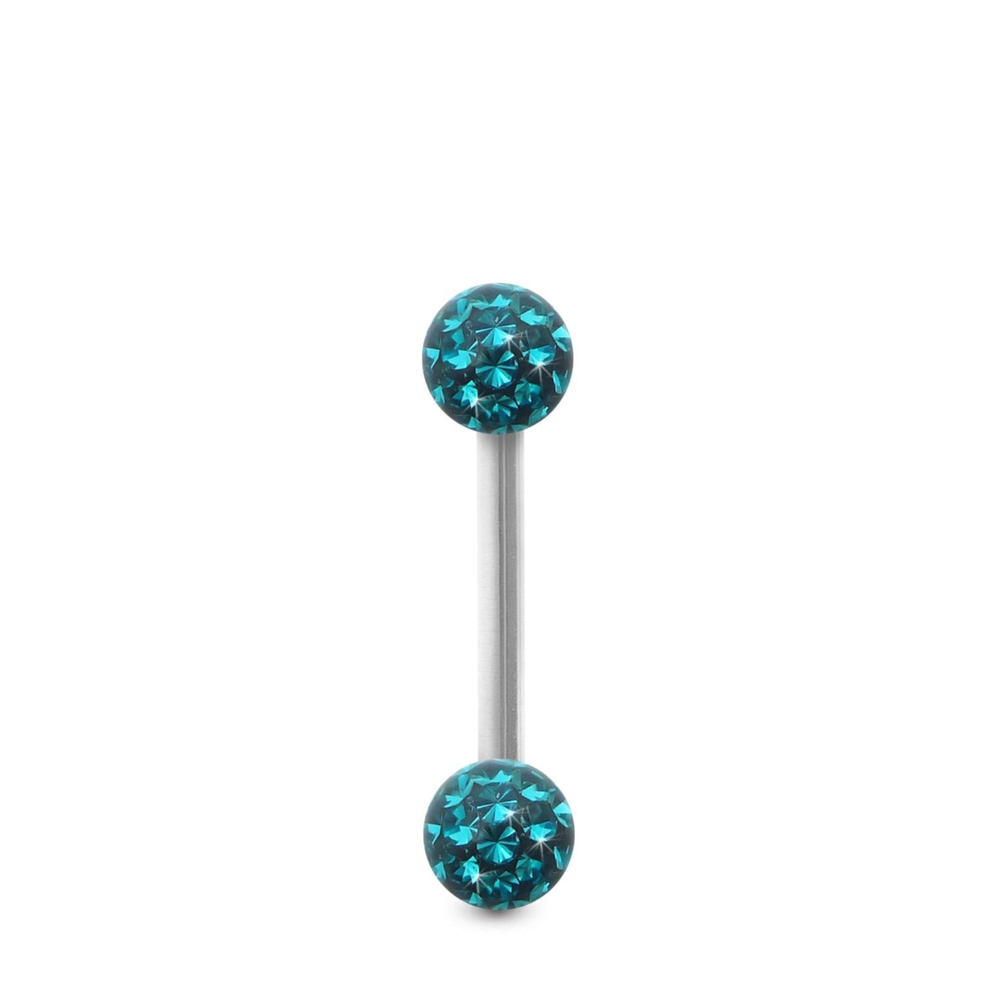 Piercing Swarovski et barre droite en or blanc (boules vissables turquoise)