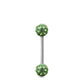 Piercing Swarovski et barre droite en or blanc (boules vissables vert)