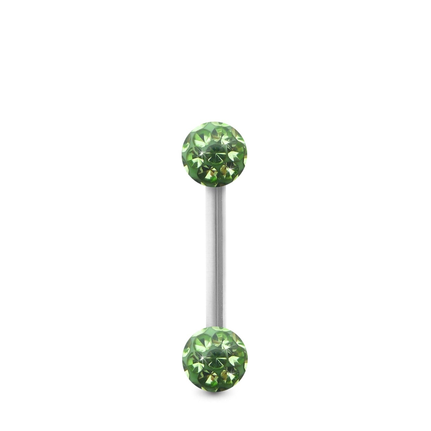 Piercing Swarovski et barre droite en or blanc (boules vissables vert)