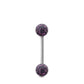Piercing Swarovski et barre droite en or blanc (boules vissables violet)