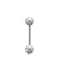 Piercing Cristal premium et barre droite en or blanc (boules vissables irisé)