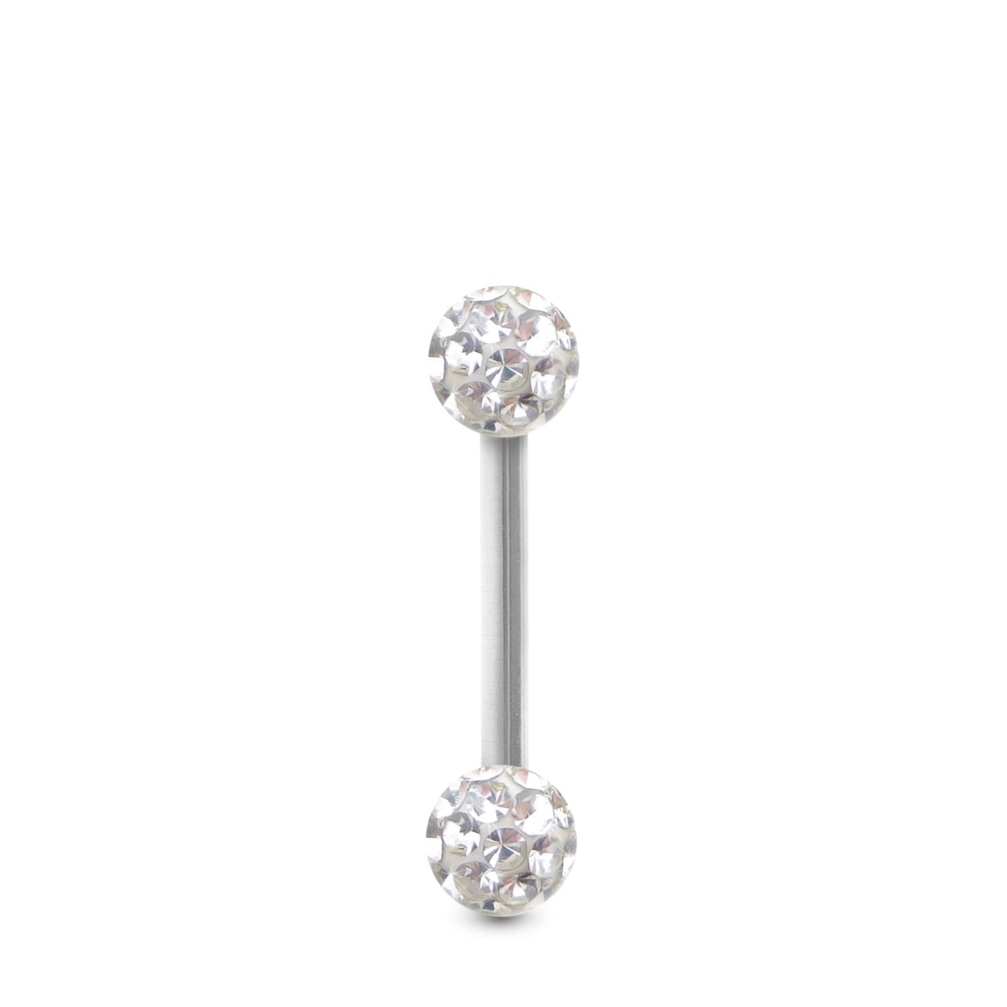 Piercing Cristal premium et barre droite en or blanc (boules vissables blanc)
