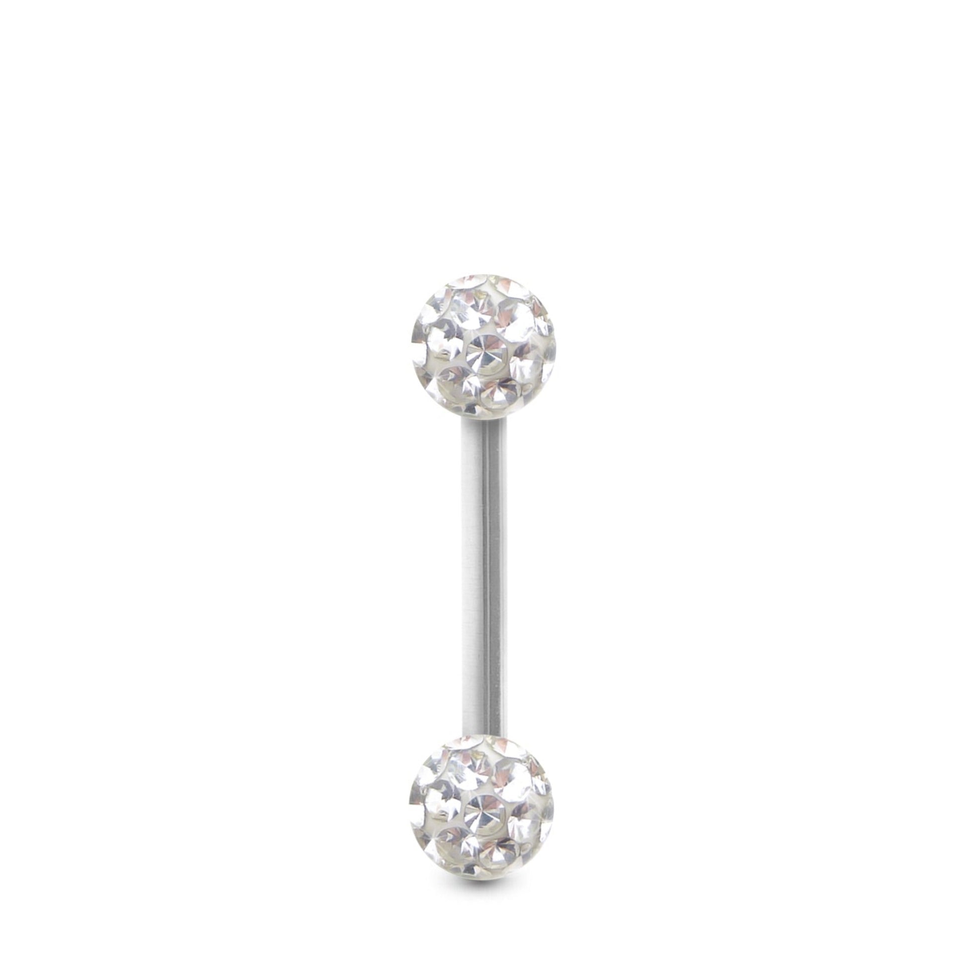 Piercing Cristal premium et barre droite en or blanc (boules vissables blanc)