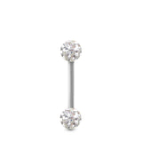 White gold bar helix piercing with Swarovski crystal ball