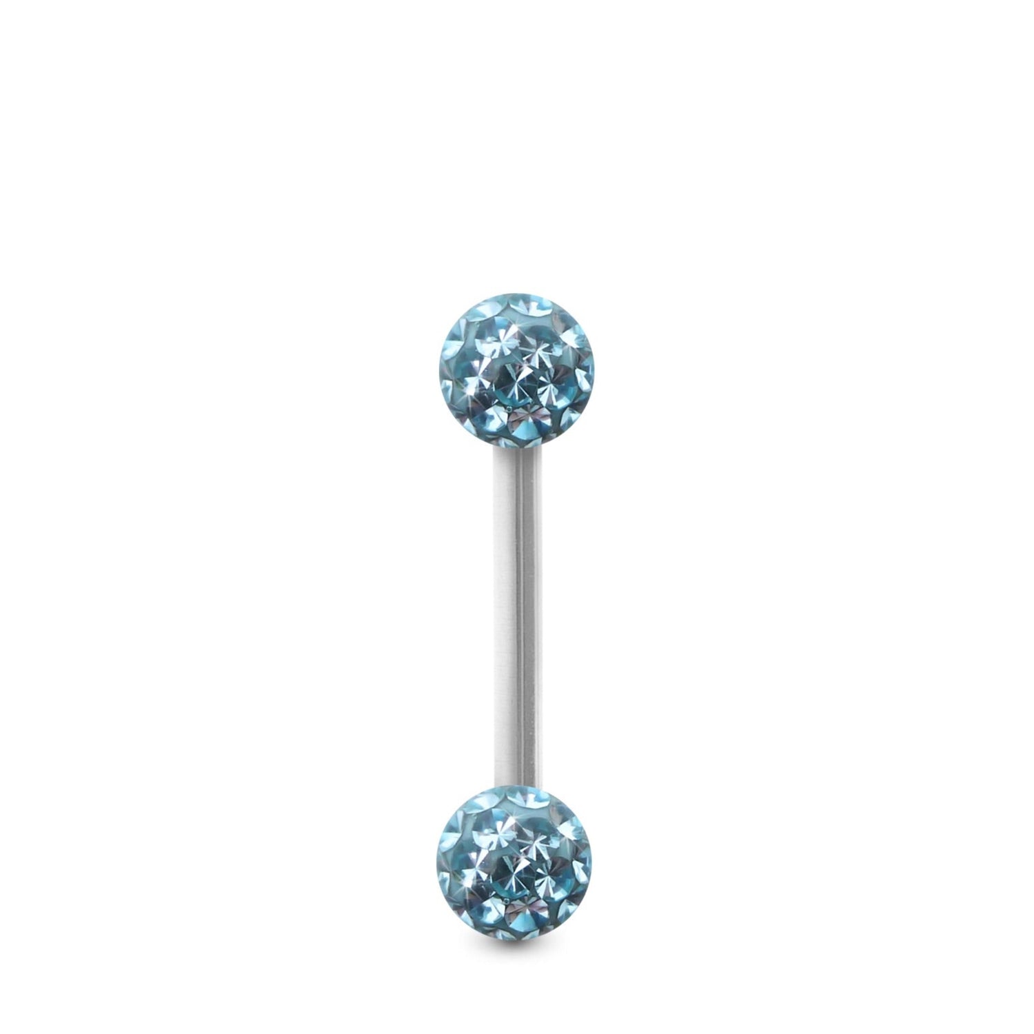 Piercing langue en or jaune ou blanc 18 carats avec boules en cristal Premium