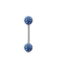 Piercing Cristal Premium et barre droite en or blanc (boules vissables bleu foncé)