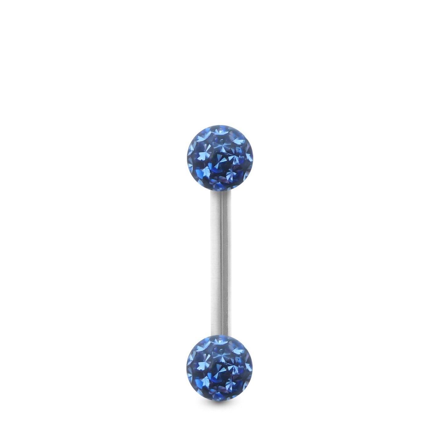 Piercing Cristal Premium et barre droite en or blanc (boules vissables bleu foncé)
