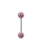 Piercing Cristal premium et barre droite en or blanc (boules vissables rose)