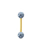 Piercing Swarovski et barre droite en or jaune (boules vissables bleu ciel)