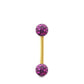 Piercing Swarovski et barre droite en or jaune (boules vissables fuchsia)