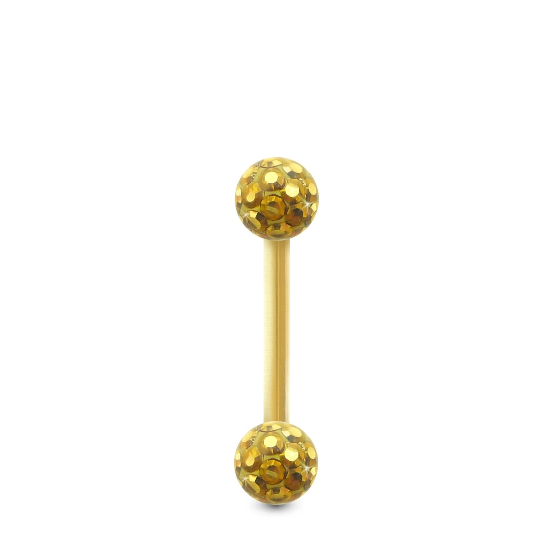 Piercing Swarovski et barre droite en or jaune (boules vissables doré)