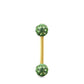 Piercing Swarovski et barre droite en or jaune (boules vissables vert)