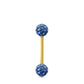 Piercing Cristal premium et barre droite en or jaune (boules vissables bleu foncé)