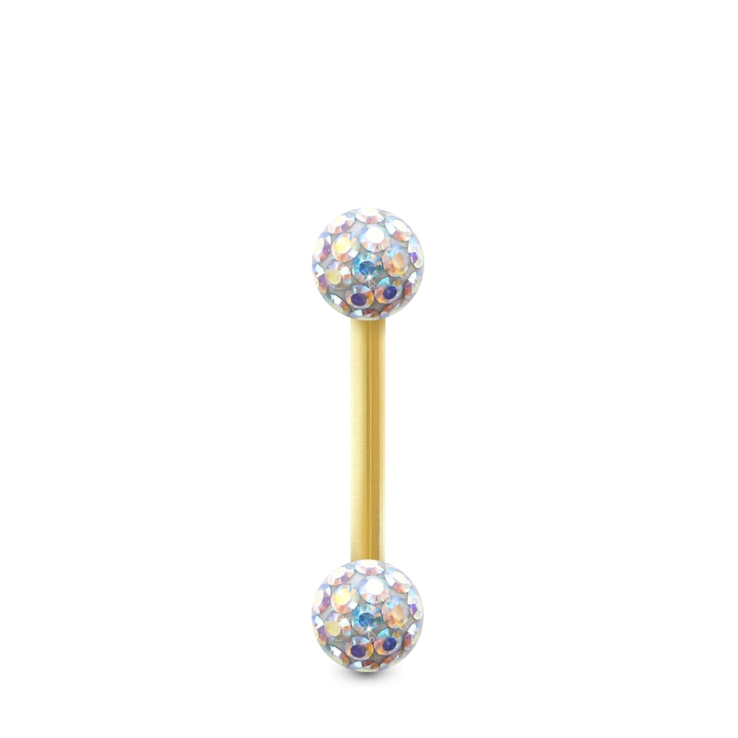 Piercing Cristal premium  et barre droite en or jaune (boules vissables irisé)