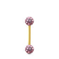 Piercing Cristal premium et barre droite en or jaune (boules vissables rose)