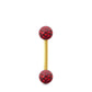Piercing Cristal premium et barre droite en or jaune (boules vissables rouge)