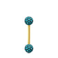 Piercing Cristal premium et barre droite en or jaune (boules vissables turquoises)