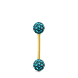 Yellow gold bar conch piercing with Swarovski crystal ball