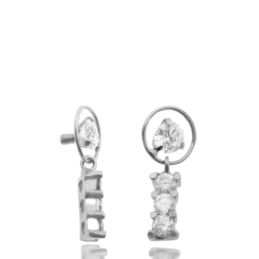 Piercing microdermal en or blanc 18 carats avec pendentif