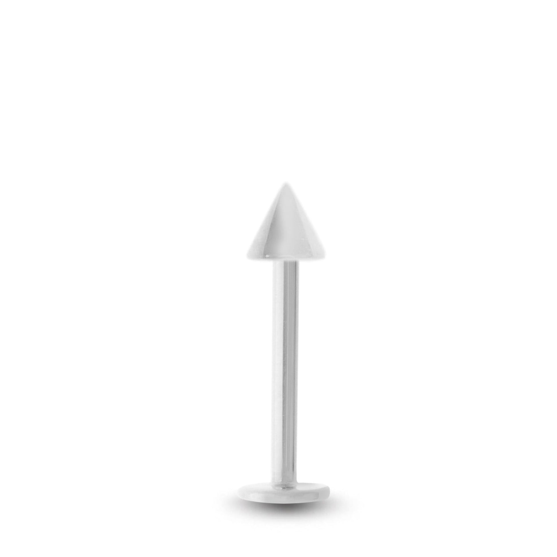 Piercing de lèvre avec barre labret et pic vissable en or blanc 18 carats