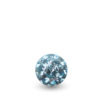 Boule de piercing à visser ornée de cristaux de Swarovski (bleu clair)