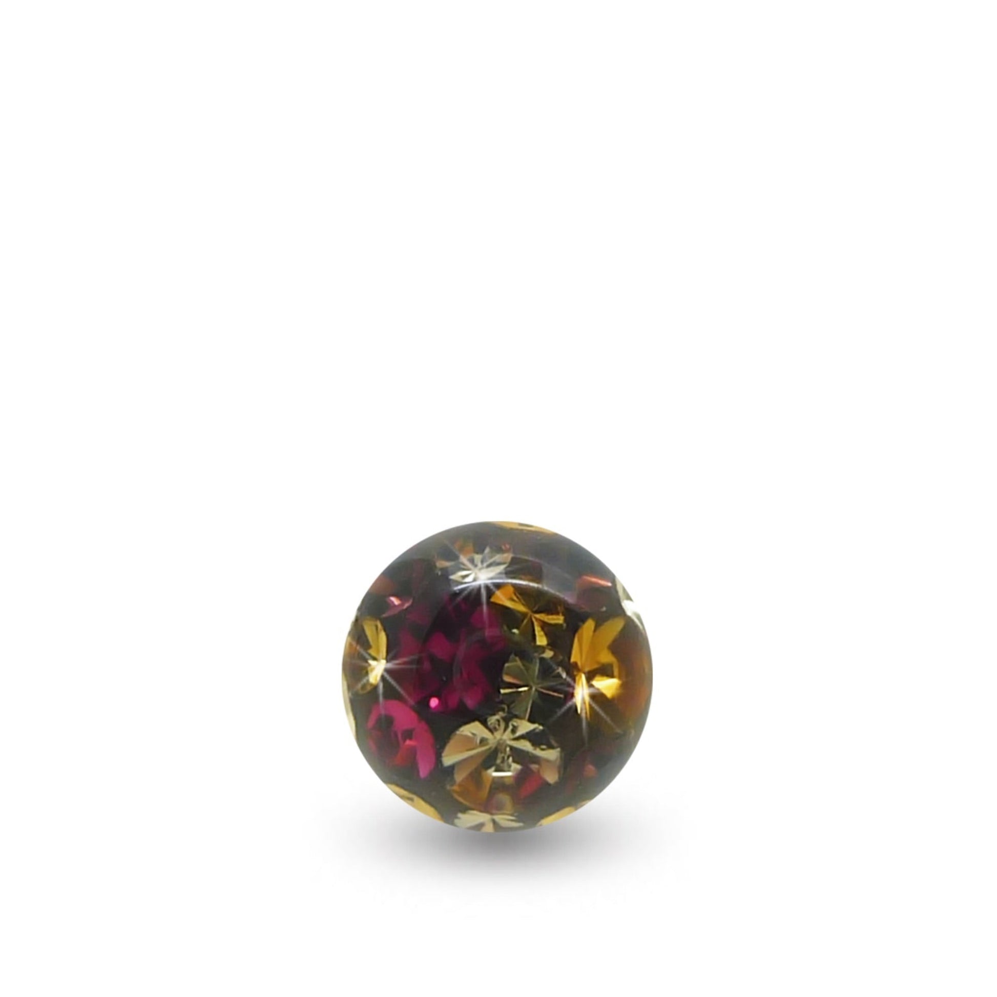 Boule de piercing avec cristaux de Swarovski multicolore (à visser sur barre en 1,6mm)
