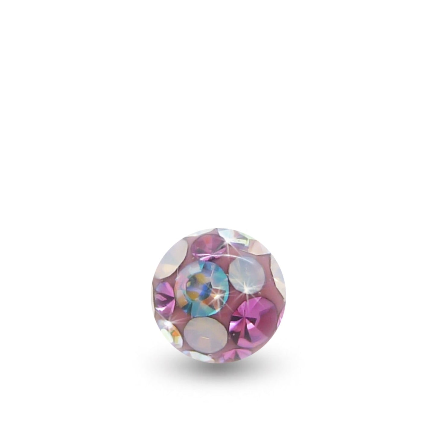 Boule de piercing avec cristaux de Swarovski multicolore (à visser sur barre en 1,6mm)