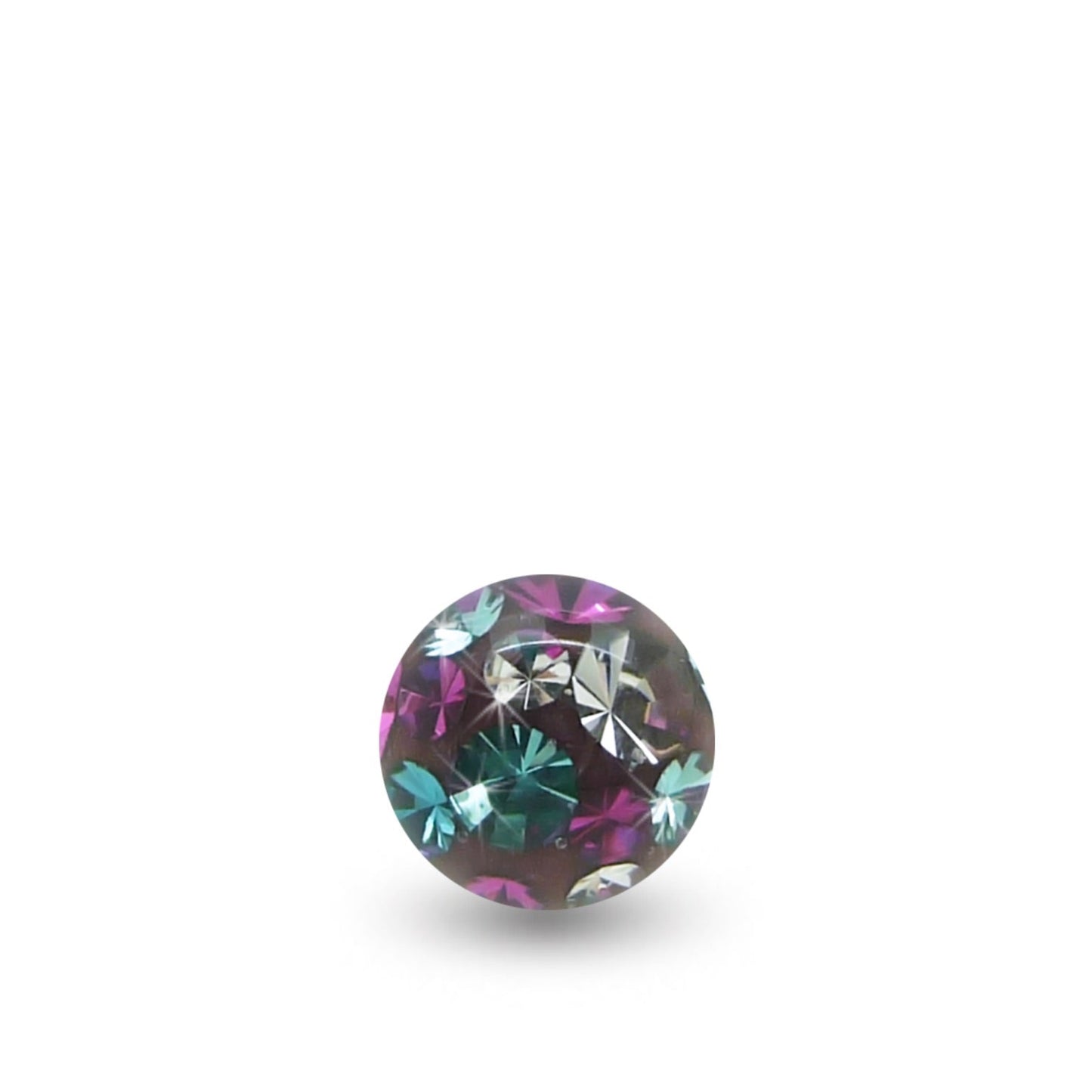 Boule de piercing avec cristaux de Swarovski multicolore (à visser sur barre en 1,6mm)