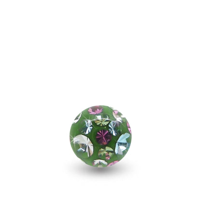 Boule de piercing avec cristaux de Swarovski multicolore (à visser sur barre en 1,6mm)