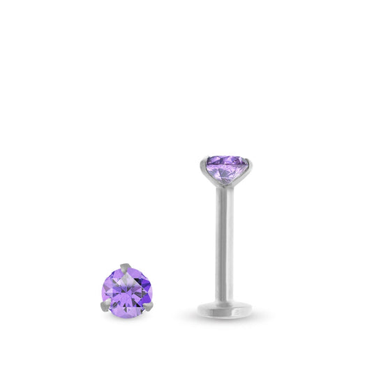 Piercing conch en or blanc vissable avec améthyste  véritable, bijou d’oreille élégant et précieux