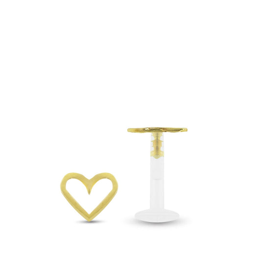 Piercing conch en or jaune motif coeur fin