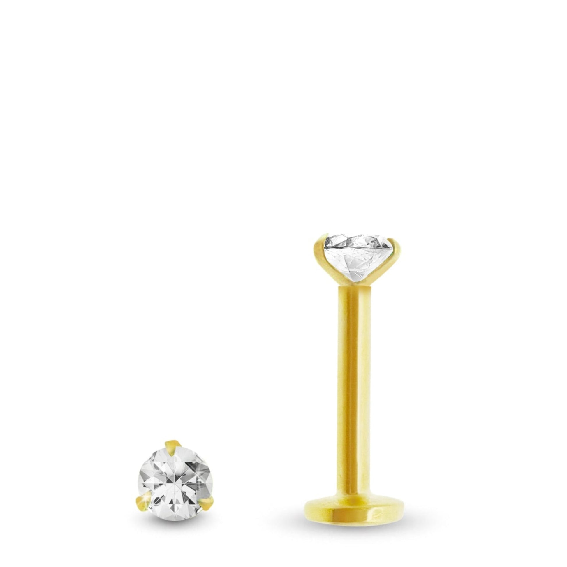 Piercing conch en or jaune 18 carats avec diamant 0,05 carat et fermeture vissable pour cartilage de l’oreille