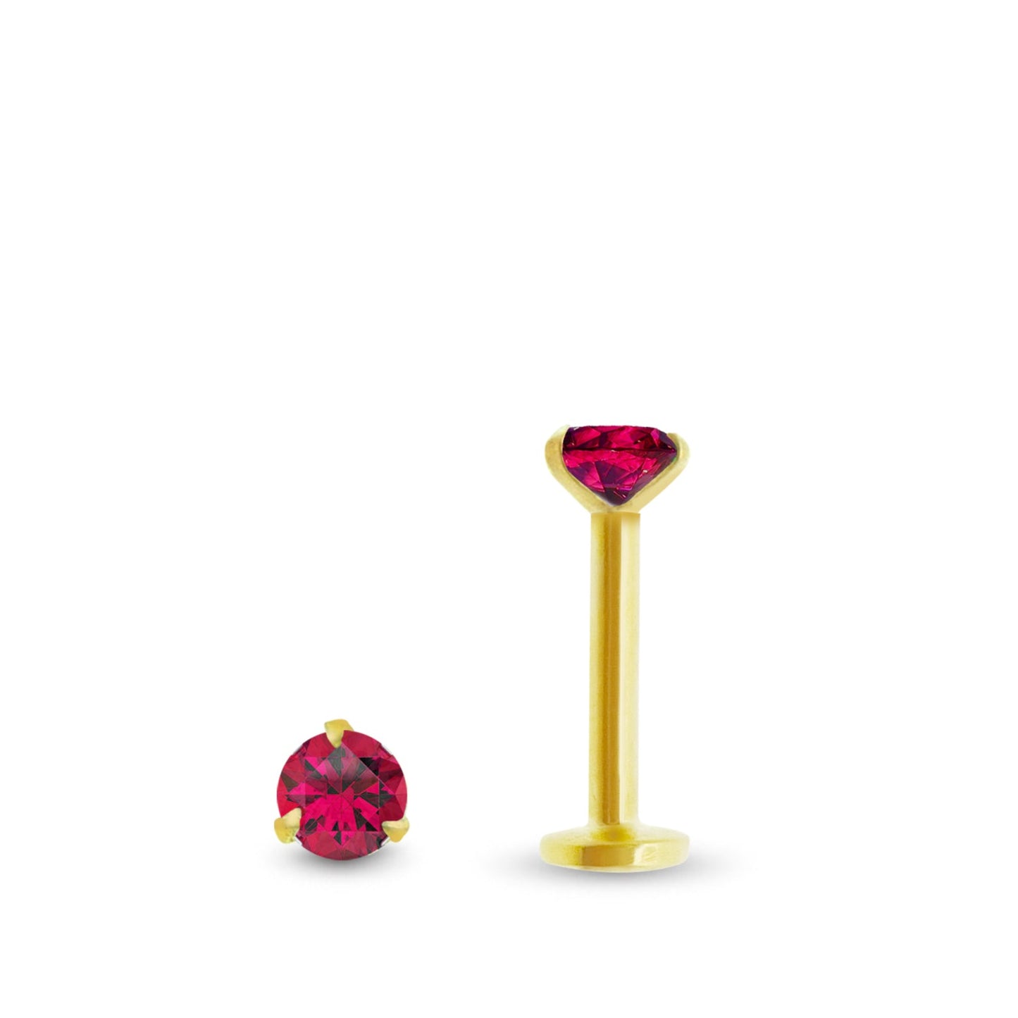 Piercing conch en or jaune 18 carats serti d’un rubis 0,10 carat vissable