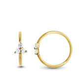 Daith and rook piercing: yellow gold ring to spread with zircon clover